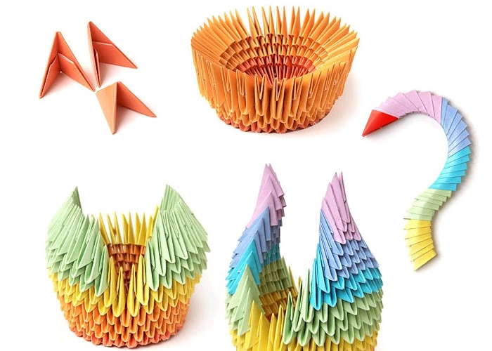 Όμορφος κύκνος στην τεχνική origami